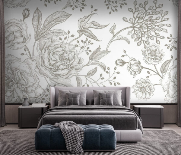 Motif floral délicat dans des teintes douces Papier peint Motif floral délicat dans des teintes douces