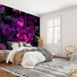 Papier peint Groupe de fleurs violettes