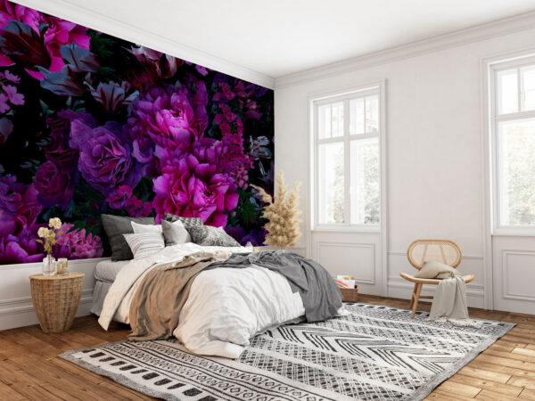 Groupe de fleurs violettes Papier peint Groupe de fleurs violettes
