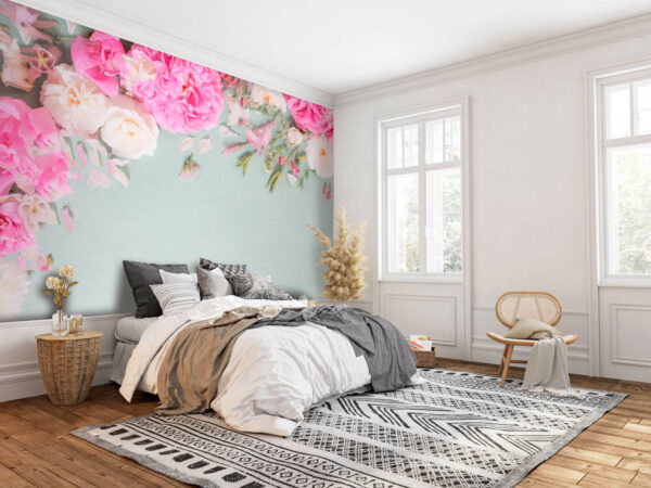 Groupe de fleurs roses Papier peint Groupe de fleurs roses