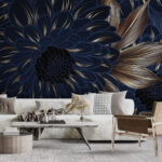 Papier peint Élégant motif floral dans des tons sombres
