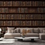 Papier peint Mur de livres avec des bateaux