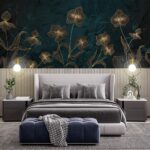 Papier peint Motif floral élégant sur fond sombre