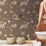 Papier peint Motif d'animaux et de ballons