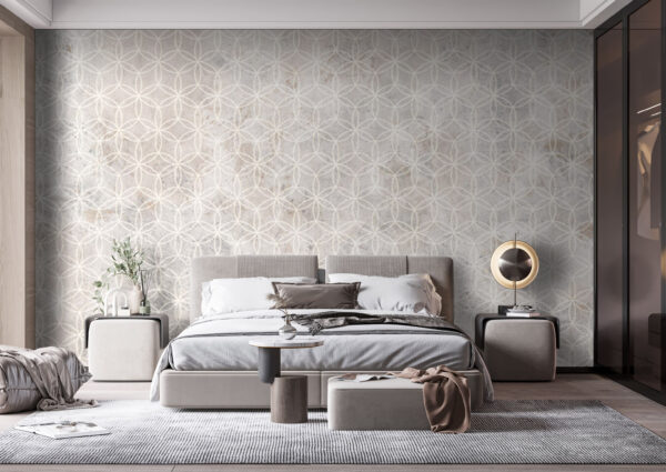 Motif de fleurs blanches sur une surface grise Papier peint Motif de fleurs blanches sur une surface grise