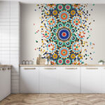 Papier peint Motif coloré avec un centre vert