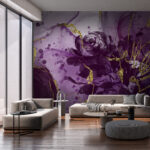 Papier peint Élégant dessin abstrait floral violet.