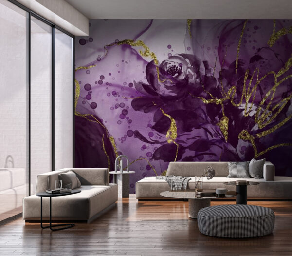 Élégant dessin abstrait floral violet Papier peint Élégant dessin abstrait floral violet