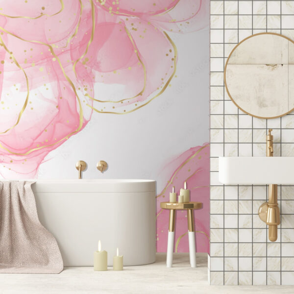 Tourbillons roses fluides aux accents chatoyants Papier peint Tourbillons roses fluides aux accents chatoyants