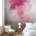 Papier peint Fleur rose et violette