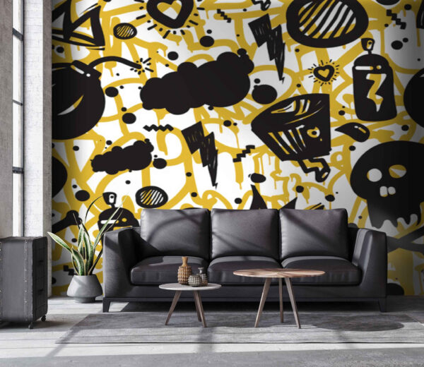 Motifs de graffitis et d'objets Papier peint Motifs de graffitis et d'objets