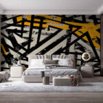 Papier peint Motif noir et jaune