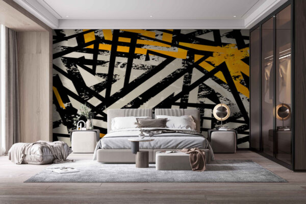 Motif noir et jaune Papier peint Motif noir et jaune