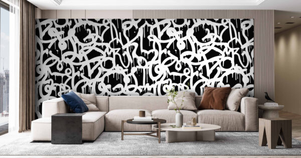 Graffiti en noir et blanc Papier peint Graffiti en noir et blanc