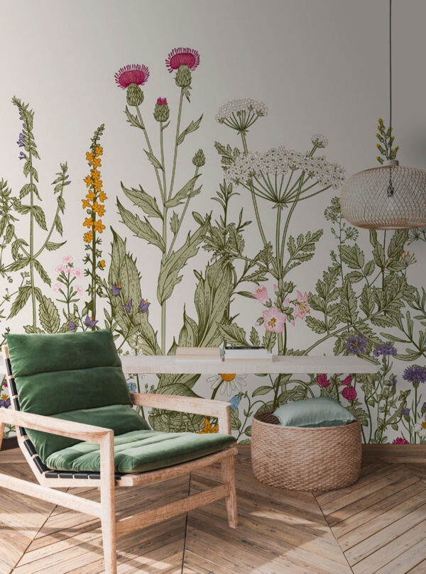 Fleurs sauvages en pleine floraison printanière Papier peint Fleurs sauvages en pleine floraison printanière
