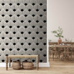 Papier peint Motif d'hexagones sur fond noir