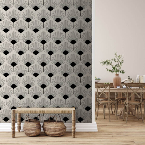 Motif d'hexagones sur fond noir Papier peint Motif d'hexagones sur fond noir