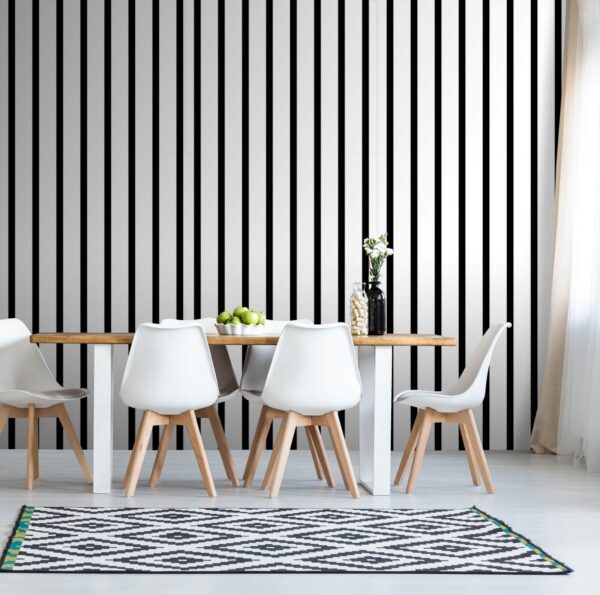Lignes verticales noires et blanches Papier peint Lignes verticales noires et blanches