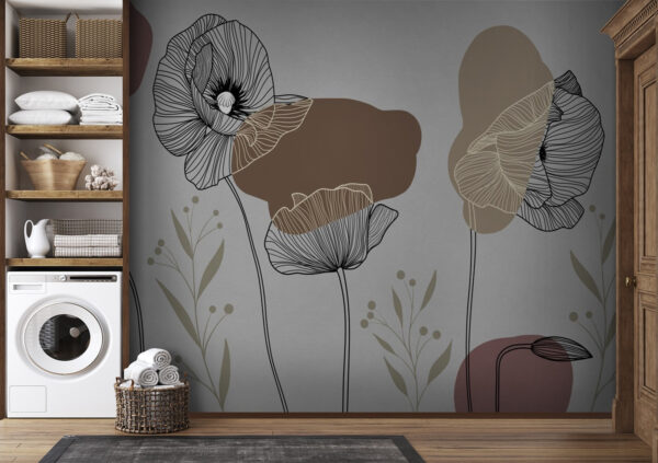 Dessin de fleurs et de plantes Papier peint Dessin de fleurs et de plantes