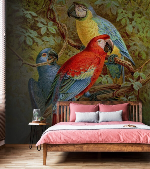 Groupe d'oiseaux colorés sur une branche d'arbre Papier peint Groupe d'oiseaux colorés sur une branche d'arbre