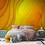 Papier peint Formes en papier jaune et orange