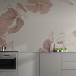 Papier peint Dessin floral délicat au trait