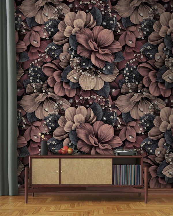 Élégant motif floral aux détails complexes Papier peint Élégant motif floral aux détails complexes