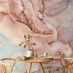 Papier peint Motif abstrait de marbre avec des reflets.