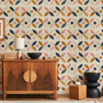 Papier peint Motif de cercles et de points colorés