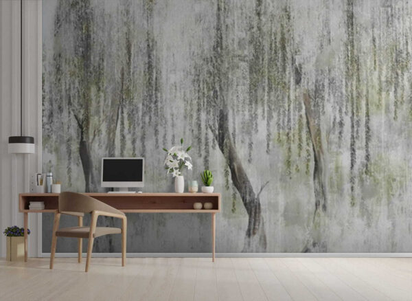 Papier peint Papier peint Peinture d'arbres avec des feuilles (UGS : u71292)