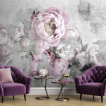 Papier peint Pivoines douces sur fond texturé