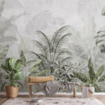 Papier peint Verdure luxuriante avec des feuilles tropicales