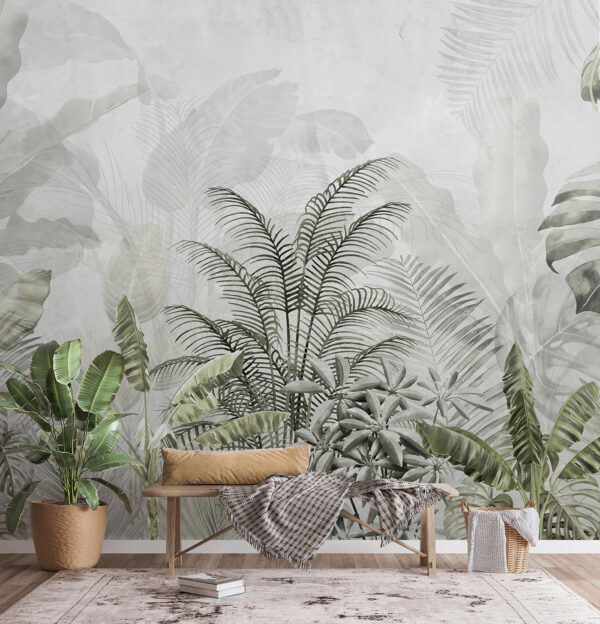Papier peint Verdure luxuriante avec des feuilles tropicales (UGS : u71284v3) Papier peint Papier peint Verdure luxuriante avec des feuilles tropicales (UGS : u71284v3)