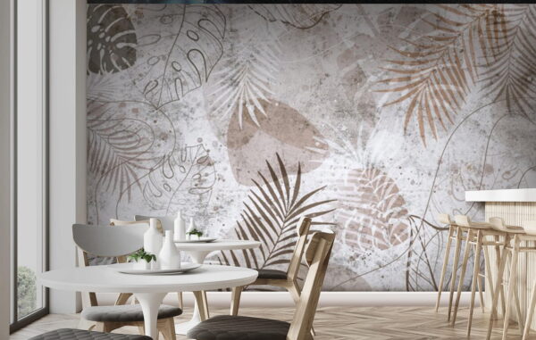Feuilles tropicales dans des tons sourds Papier peint Feuilles tropicales dans des tons sourds