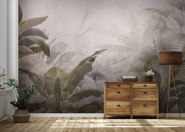 Papier peint Paysage mystique de feuillage tropical