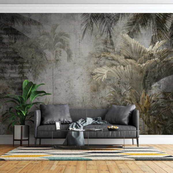 Œuvre d'art tropicale avec des palmiers Papier peint Œuvre d'art tropicale avec des palmiers