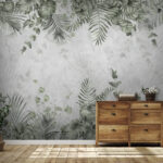 Papier peint Feuilles tropicales sur fond texturé.