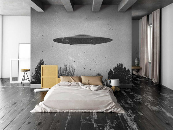 Ufo volant au-dessus des arbres Papier peint Ufo volant au-dessus des arbres