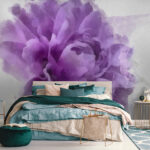 Papier peint Fleur violette avec éclaboussures de peinture