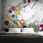 Papier peint Fruits éclaboussés dans l'eau