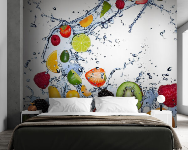 Fruits éclaboussés dans l'eau Papier peint Fruits éclaboussés dans l'eau