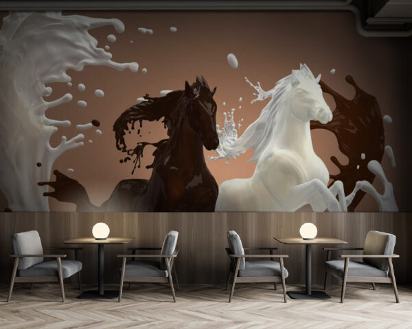 Cheval avec du lait qui l'entoure Papier peint Cheval avec du lait qui l'entoure