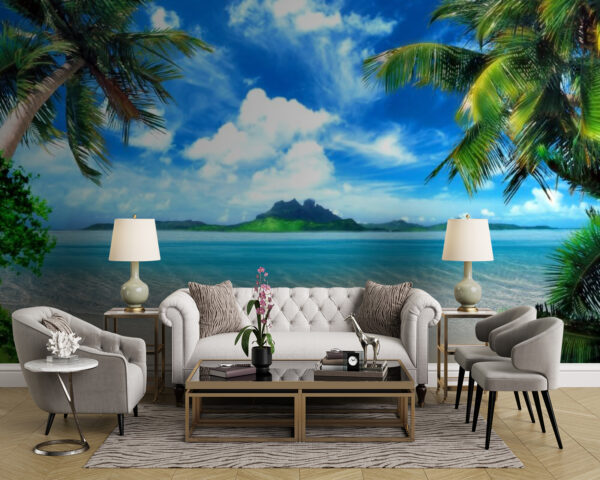Paradis tropical avec palmiers Papier peint Paradis tropical avec palmiers