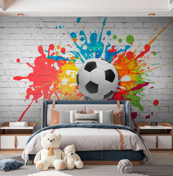 Ballon de football noir et blanc sur fond coloré Papier peint Ballon de football noir et blanc sur fond coloré