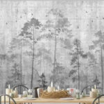 Papier peint Ombre d'un arbre sur un mur en béton