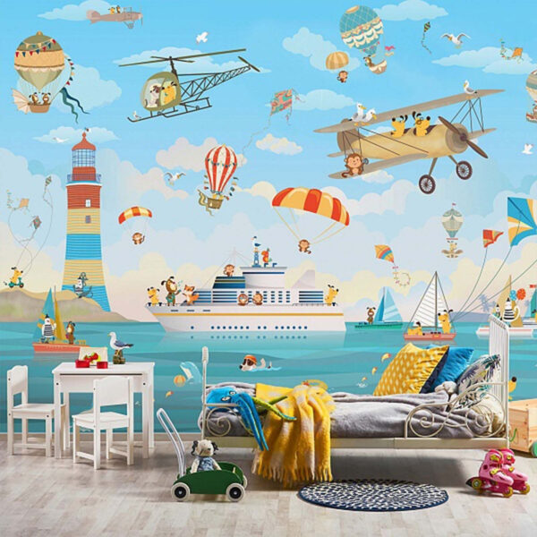 Singe tenant un parachute Papier peint Singe tenant un parachute