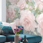 Papier peint Groupe de roses roses