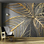 Papier peint Motif de feuille complexe sur une toile de fond