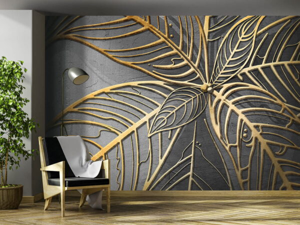 Motif de feuille complexe sur une toile de fond Papier peint Motif de feuille complexe sur une toile de fond