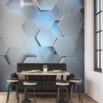 Papier peint Motif métallique moderne hexagonal.